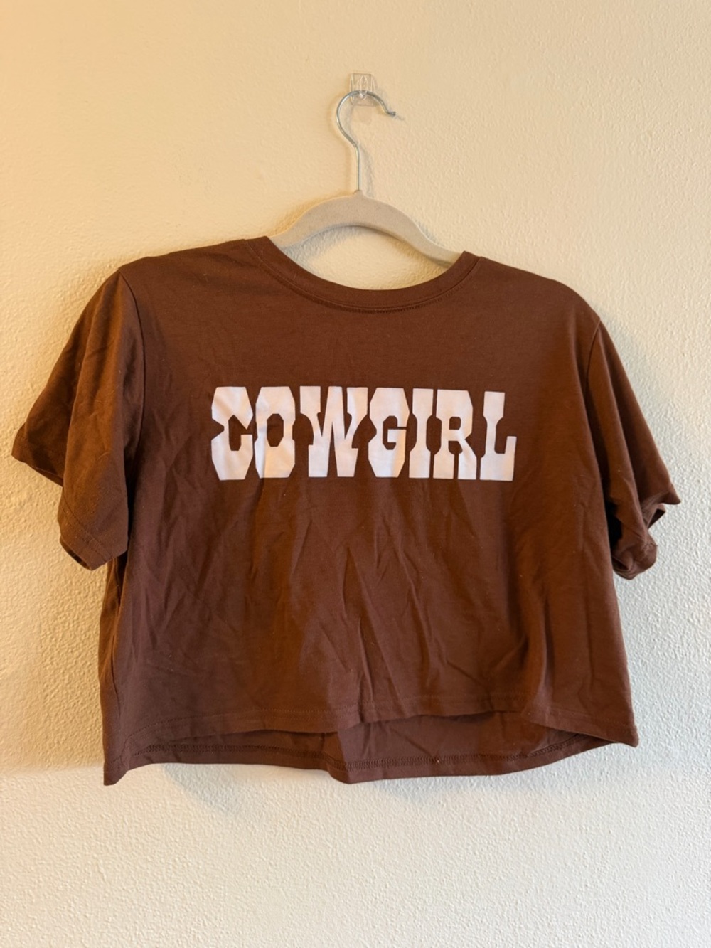 Brown 'COWGIRL' Graphic Crop Tee